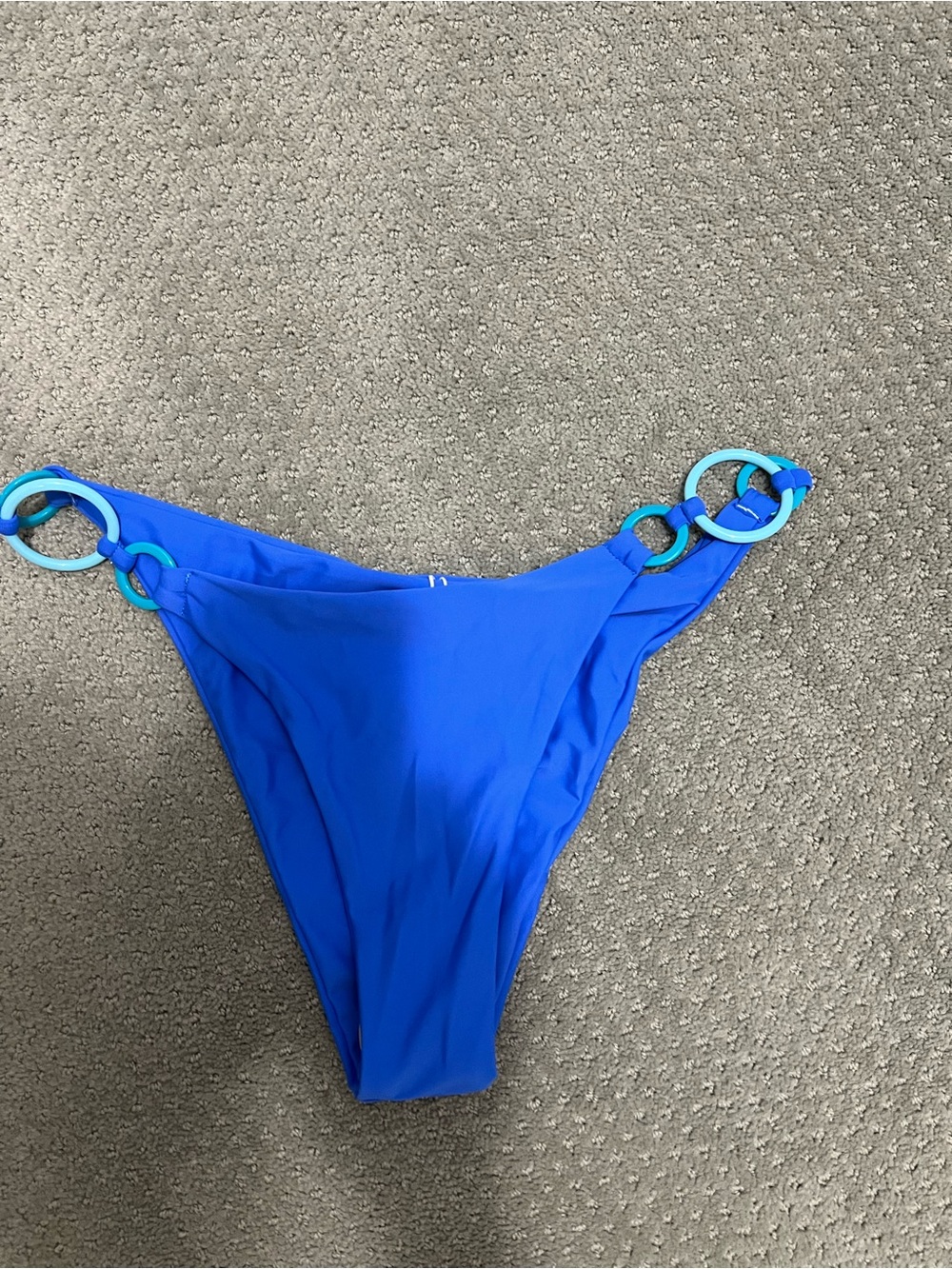 Macrame turquoise rings electric blue cheeky large bikini bottom - Picture 1 of 4